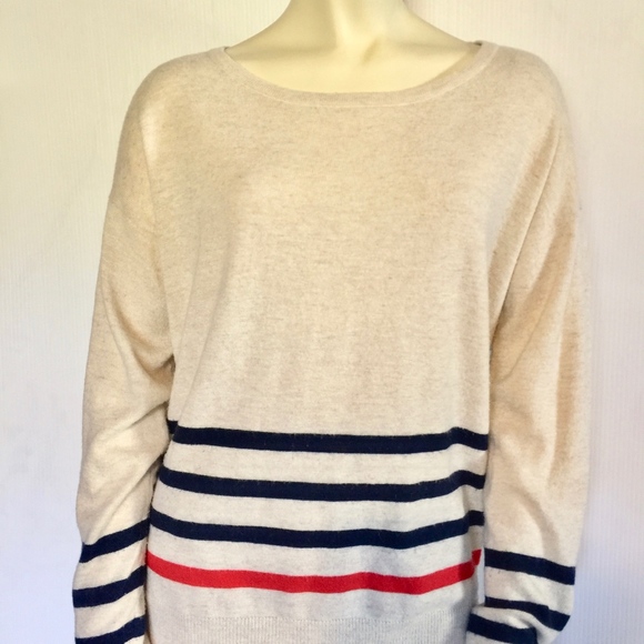 Mo:Vint New York striped pullover sweater beige‎ M - Picture 3 of 3